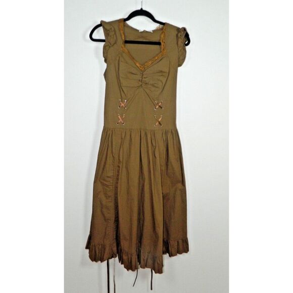 Belle Poque Dress Large Brown Steampunk Goth Victorian Romantic Fairycore - Picture 1 of 13